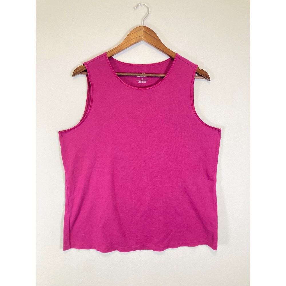 Barbiecore CJ Banks Womens 1X Pink Cotton Layer Your Look Sleeveless Tank Top